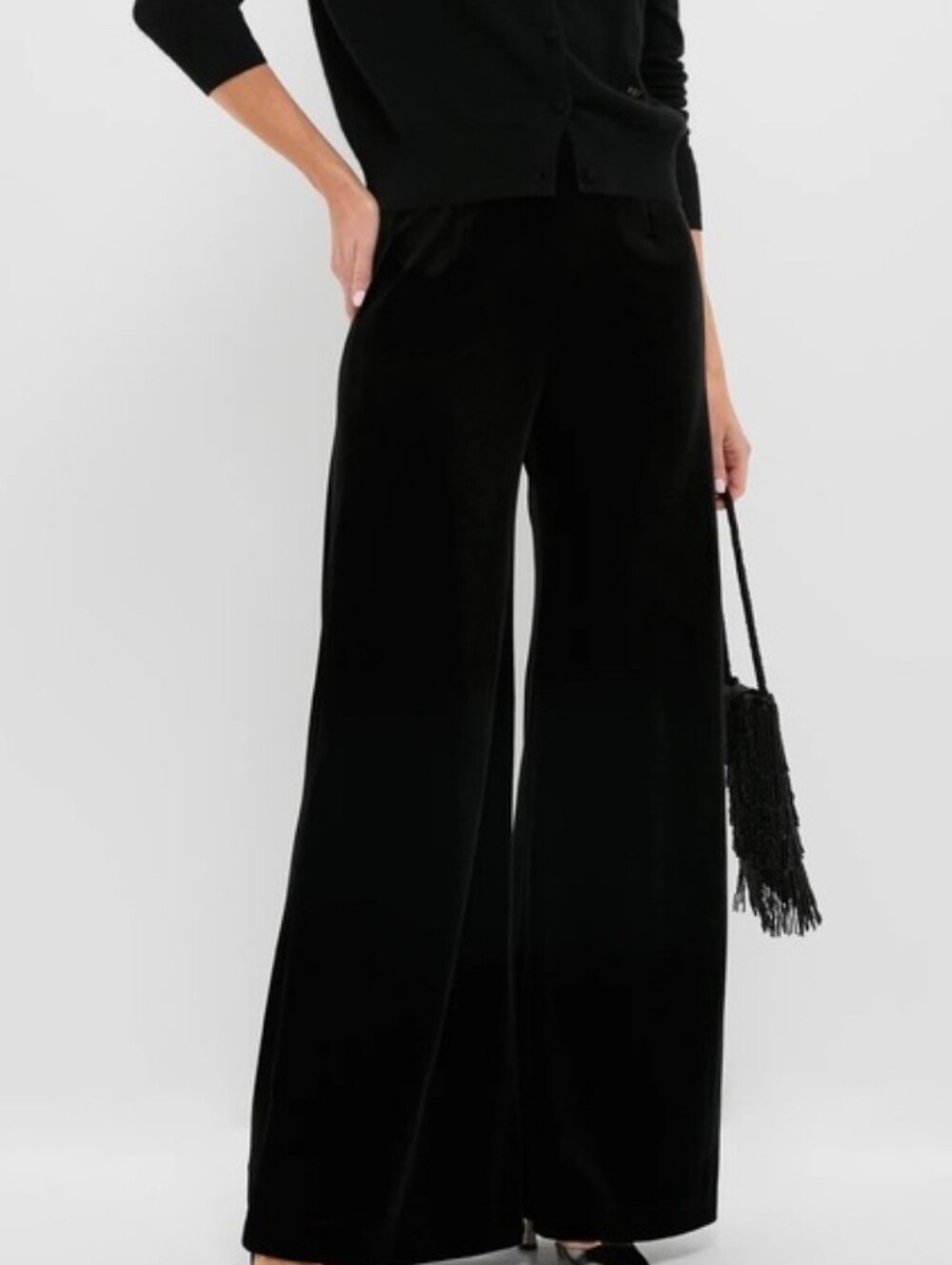 Tuckernuck Black Wide-Leg Velvet Pants
